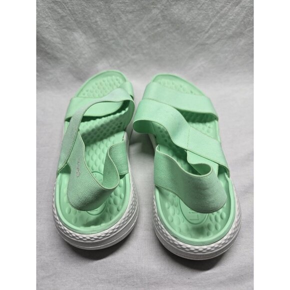 Crocs Women's Literide Sandal Size 7 Green Elastic Straps Slingback Slip On Shoe - Picture 6 of 7
